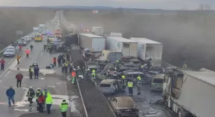 42-VEHICLE pile-up that left one dead and 39 injured after dust storm