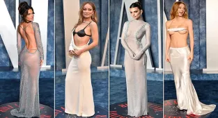 A parade of risque dresses hit the Vanity Fair Oscars party
