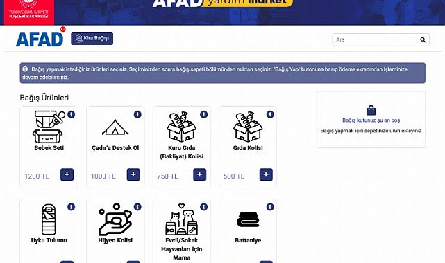 AFAD 'Yardım Market' açtı