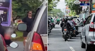 Aussie armed with a whistle bravely directs traffic chaos