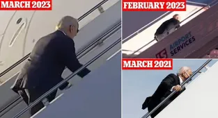 Biden stumbles on the stairs of Air Force One again