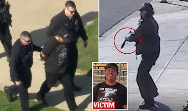 CA suspect seen in footage moments before stabbing student, 17