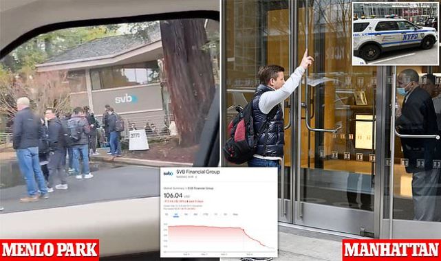 Customers line up around block outside Silicon Valley Bank to withdraw