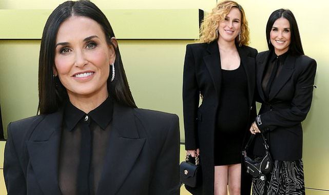 Demi Moore and pregnant daughter Rumer Willis attend LA Versace show