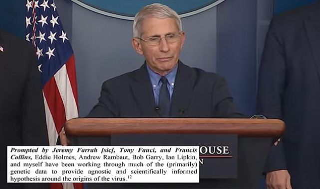 Dr. Fauci commissioned a paper to disprove COVID leaked from a lab