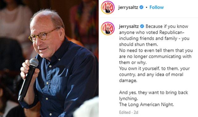 Jerry Saltz tells followers to 'shun' family & friends who vote GOP