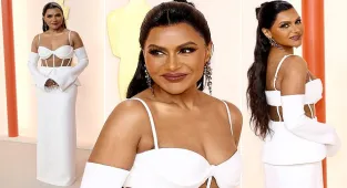 Mindy Kaling wows at the Oscars 2023 in a custom white Vera Wang gown