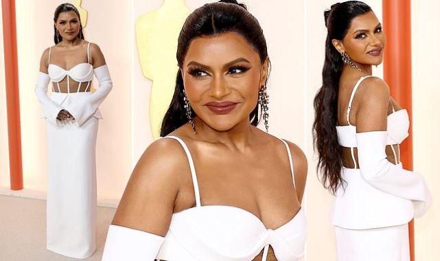 Mindy Kaling wows at the Oscars 2023 in a custom white Vera Wang gown