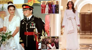 Princess Iman wears Queen Rania's wedding dress belt for Henna party