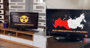 Russians told to rush to bomb shelters as TV servers are hacked