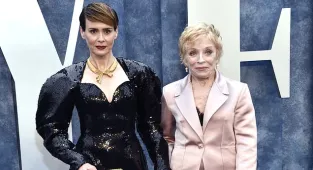 Sarah Paulson dons a black sequin gown at Vanity Fair Oscar party