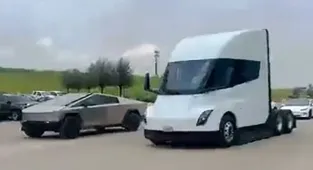 Tesla's Cybertruck and Semi drag race in video to showoff acceleration