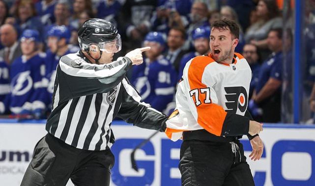 Tony DeAngelo EJECTED for SPEARING Lightning forward Corey Perry