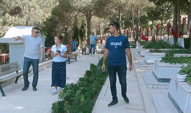 Manisa'da yangında zarar gören mezarlığa inceleme