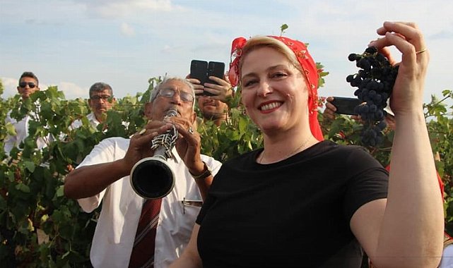 Uzunköprü'de davul zurna eşliğinde bağ bozumu