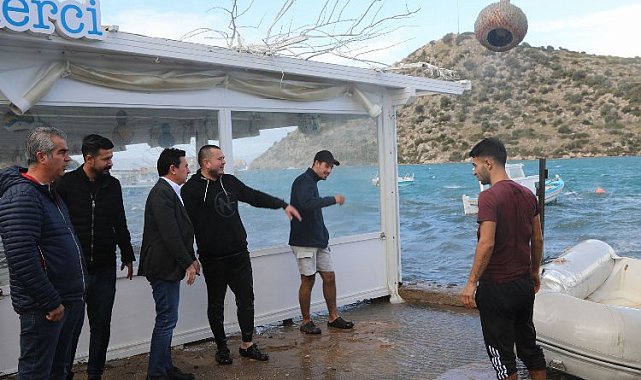 Bodrum'da Başkan Aras'tan fırtınadan etkilenen esnafa ziyaret