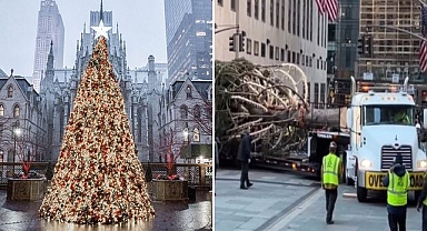 Dev Noel ağacı, Rockefeller Center’e ulaştı: O anları ilgi ile takip edildi