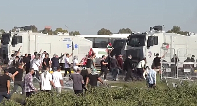 Filistin eylemi yapan grup Adana’da bulunan Amerikan üssüne girmeye çalıştı