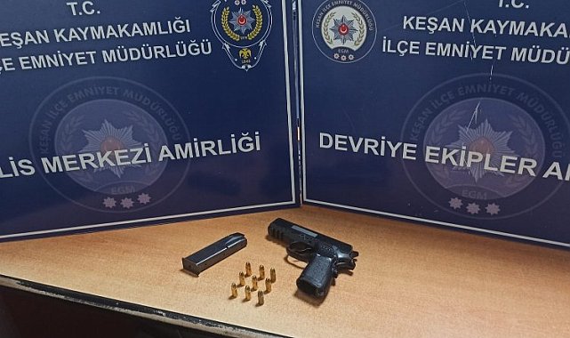 Keşan'da ruhsatsız silah ele geçirildi