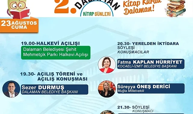 Başkan Hürriyet, Dalaman Belediyesi Kitap Günleri'nin konuğu olacak