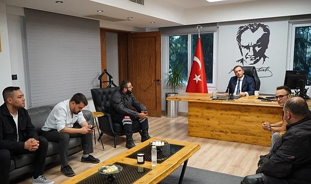 Başkan Eşki'ye moto kuryelerden ziyaret