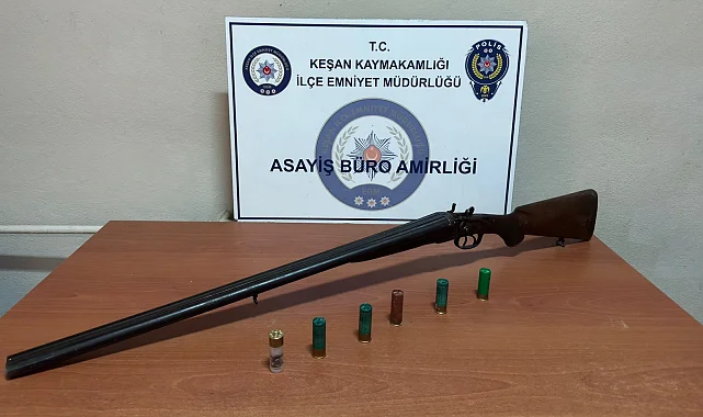 Keşan'da ruhsatsız silah ve kartuş ele geçirildi