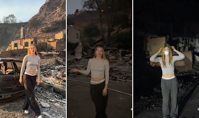 Los Angeles'taki yangınları hareketli parça ile anlattı! Büyük tepki topladı