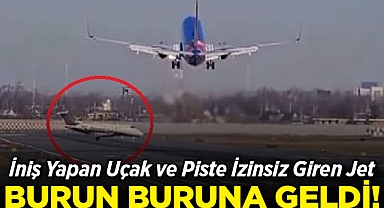 İniş Yapan Uçak ve Piste İzinsiz Giren Jet Burun Buruna Geldi!