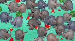 Can you spot the hippo hiding among the rhinos in under seven seconds?