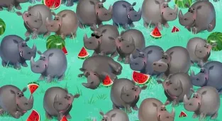 Can you spot the hippo hiding among the rhinos in under seven seconds?