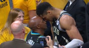 Bucks' Giannis Antetokounmpo fumes at dad of Pacers' Tyrese Haliburton