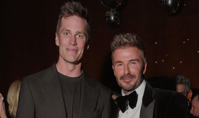 David Beckham poses with Tom Brady and Lionel Messi at birthday party