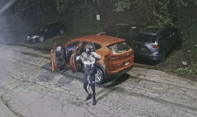 Defiant car thief dances for security cameras