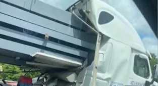 Final Destination-style crash while trucker was hauling huge load