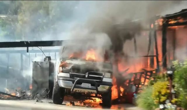 Horrifying moment RV explodes near Kardashians' LA mansions