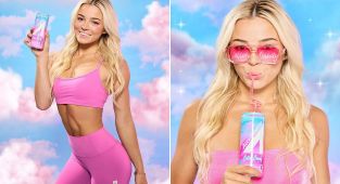 Livvy Dunne stuns in tight pink gymwear as she unveils signature drink