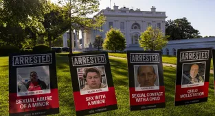 White House lawn littered with over 100 illegal migrant mugshots