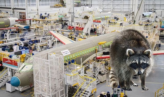 Airbus fabrikasını rakunlar bastı: Uçağın içine girip kabloları kemirdiler