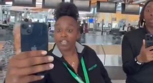 Dramatic moment Frontier Airlines gate agent clashes with passenger