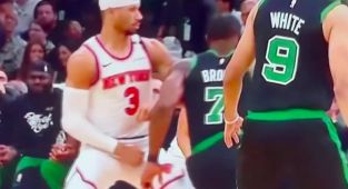 Eagle-eyed fans spot NBA star grabbing rival in very intimate area