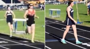 Girl's act of disappointment after she lost race to trans rival