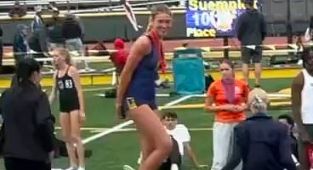 Girl's moving podium act after transgender athlete won first place