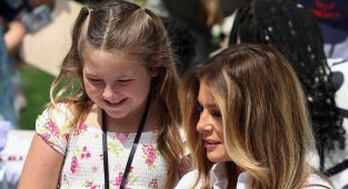Melania Trump showcases her maternal side as she entertains kids
