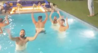 Bizarre moment Lebanese pool party cheers as missiles fly overhead