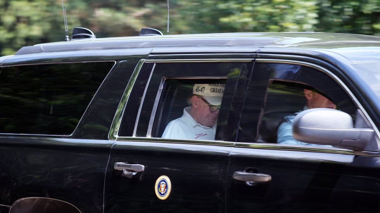 Donald Trump spotted wearing READING GLASSES in presidential motorcade