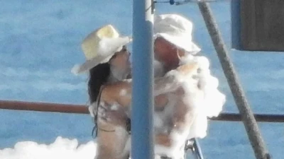 EXCLUSIVE: Lauren Sanchez and Jeff Bezos' scantily clad foam party