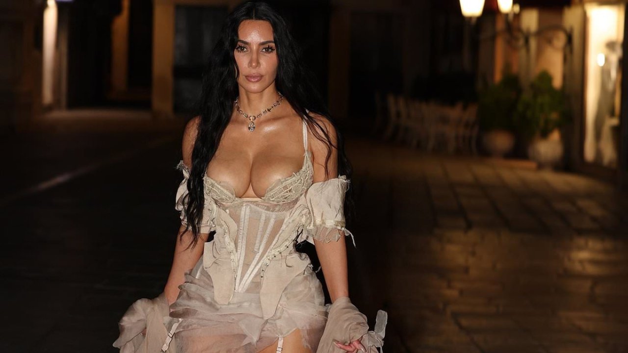 Kim Kardashian's wardrobe malfunction almost leads to full-on nip slip