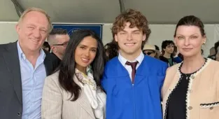 Linda Evangelista celebrates son's graduation with ex and Salma Hayek