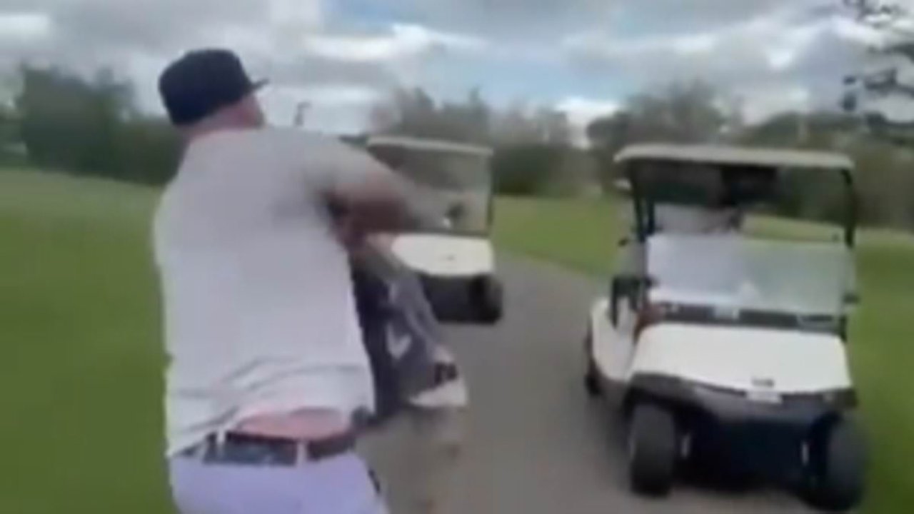 Former hockey player punches rival golfer and throws him into a lake