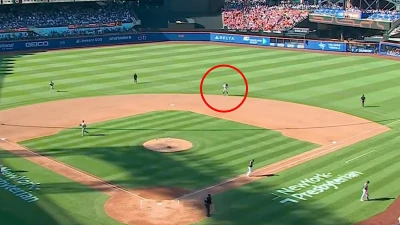 Frightening moment Yankees star is hit with ball by his own teammate